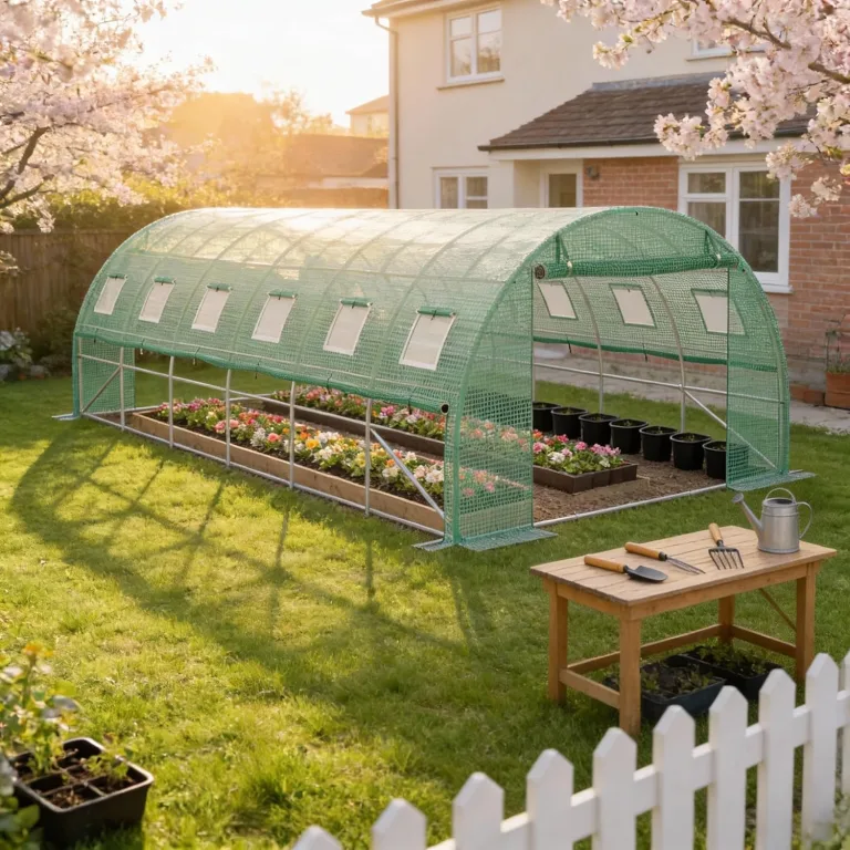 18㎡ Frostschutz Gartengewächshäuser aus Stahl Rahmen 3x6x2m HDPE Foliengewächshaus mit 12 Insektenschutzgitter Fenster & 2 Tür Begehbares Gewächshaus Garten Überwinterungszelt für Pflanzen – Bild 8
