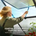 Outsunny Gewächshaus aus Aluminium und Polycarbonat, Gewächshaus mit verstellbarem Fenster und Flügeltür, wetterfestes Außenhaus für Pflanzen, Blumen, Gemüsegarten und Setzlinge, transparent - Thumbnail 8