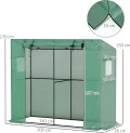 Outsunny Gewächshaus mit Rolltür 2 Fenster, Winterfest Foliengewächshaus aus Stahl, Treibhaus für Balkon, Garten, Tomatenhaus mit UV Schutz 200x76x170cm Tomatengewächshaus für Gemüse Blumen, Grün - Thumbnail 7