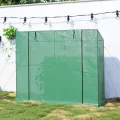 Outsunny Gewächshaus mit Rolltür 2 Fenster, Winterfest Foliengewächshaus aus Stahl, Treibhaus für Balkon, Garten, Tomatenhaus mit UV Schutz 200x76x170cm Tomatengewächshaus für Gemüse Blumen, Grün - Thumbnail 8