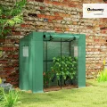 Outsunny Gewächshaus mit Rolltür 2 Fenster, Winterfest Foliengewächshaus aus Stahl, Treibhaus für Balkon, Garten, Tomatenhaus mit UV Schutz 200x76x170cm Tomatengewächshaus für Gemüse Blumen, Grün - Thumbnail 2