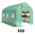 Outsunny Garten-Tunnelgewächshaus 6 m², Gartengewächshaus mit Regalen, 198 x 293 x 194 cm, verzinkter Stahlrahmen, Tür und 6 Fenster, für den Außenbereich, für alle Jahreszeiten, hochdichte PE-Plane - Thumbnail 10