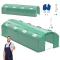 Gewächshaus 300x800x200cm, Gemüsegewächshaus mit 6 Fenstern und 2 Reißverschlusstüren, 140g/m² PE UV50+ Abdeckung. perfekt für Garten und Terrasse - Thumbnail 4