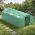 Gewächshaus 300x600x200cm, Gemüsegewächshaus mit 6 Fenstern und 2 Reißverschlusstüren, 140g/m² PE UV50+ Abdeckung. perfekt für Garten und Terrasse - Thumbnail 7