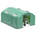 Gewächshaus 300x600x200cm, Gemüsegewächshaus mit 6 Fenstern und 2 Reißverschlusstüren, 140g/m² PE UV50+ Abdeckung. perfekt für Garten und Terrasse - Thumbnail 9