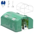 Gewächshaus 300x400x200cm, Gemüsegewächshaus mit 4 Fenstern und 2 Reißverschlusstüren, 140g/m² PE UV50+ Abdeckung. Erdanker und Windseilen für stabile Befestigung im Garten - Thumbnail 2