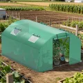 Gewächshaus 300x400x200cm, Gemüsegewächshaus mit 4 Fenstern und 2 Reißverschlusstüren, 140g/m² PE UV50+ Abdeckung. Erdanker und Windseilen für stabile Befestigung im Garten - Thumbnail 8
