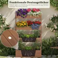Yaheetech Vertikal Hochbeet mit 4 Etagen, 84,5×45×140,5 cm Pflanzbeet mit Entwässerungslöcher & Pflanzvlies, Tannenholz Wetterfest, Frühbeet Gartenbeet Kräutertreppe für Garten Balkon, Dunkelbraun - Thumbnail 7
