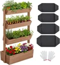 Yaheetech Vertikal Hochbeet mit 4 Etagen, 84,5×45×140,5 cm Pflanzbeet mit Entwässerungslöcher & Pflanzvlies, Tannenholz Wetterfest, Frühbeet Gartenbeet Kräutertreppe für Garten Balkon, Dunkelbraun - Thumbnail 1