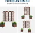 Wasserdichtes Tannenholz-Hochbeet mit Rankgitter 160x40,6x183 cm | Sichtschutz-Pflanzkasten mit Drainage | Modularer Garten-Pflanzkasten für Kletterpflanzen in Dunkelbraun - Thumbnail 5
