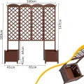 Wasserdichtes Tannenholz-Hochbeet mit Rankgitter 160x40,6x183 cm | Sichtschutz-Pflanzkasten mit Drainage | Modularer Garten-Pflanzkasten für Kletterpflanzen in Dunkelbraun - Thumbnail 2