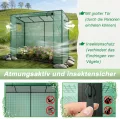 Garten Gewächshaus Foliengewächshaus Tomatengewächshaus begehbar 200x80x150 cm, schräges Dach Pflanzenhaus mit PE-Gitterfolie, Tomatenhaus Überwinterungszelt Mehrzwecktreibhaus Plane, Grün - Thumbnail 6