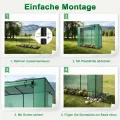 Garten Gewächshaus Foliengewächshaus Tomatengewächshaus begehbar 200x80x150 cm, schräges Dach Pflanzenhaus mit PE-Gitterfolie, Tomatenhaus Überwinterungszelt Mehrzwecktreibhaus Plane, Grün - Thumbnail 7