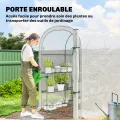 Outsunny Gewächshaus mit Regalen, 123 x 187 x 189 cm, kleines Gewächshaus mit aufrollbarer Tür, Polyethylen-Plane mit hoher Dichte 140 g/m², verlängert um 10 cm, Weiß - Thumbnail 5