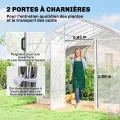 Outsunny Tunnelgewächshaus 3 x 4 m mit PO-Abdeckung, 2 Türen mit Scharnieren, beheizbares Gewächshaus mit optimierter Struktur für Garten, Terrasse oder Rasen, transparent - Thumbnail 5