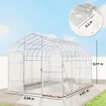 Outsunny Tunnelgewächshaus 3 x 4 m mit PO-Abdeckung, 2 Türen mit Scharnieren, beheizbares Gewächshaus mit optimierter Struktur für Garten, Terrasse oder Rasen, transparent - Thumbnail 7