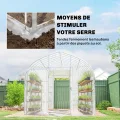 Outsunny Tunnelgewächshaus 3 x 4 m mit PO-Abdeckung, 2 Türen mit Scharnieren, beheizbares Gewächshaus mit optimierter Struktur für Garten, Terrasse oder Rasen, transparent - Thumbnail 8
