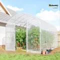 Outsunny Tunnelgewächshaus 3 x 4 m mit PO-Abdeckung, 2 Türen mit Scharnieren, beheizbares Gewächshaus mit optimierter Struktur für Garten, Terrasse oder Rasen, transparent - Thumbnail 2