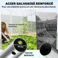 Outsunny Tunnelgewächshaus 3 x 4 m mit PO-Abdeckung, 2 Türen mit Scharnieren, beheizbares Gewächshaus mit optimierter Struktur für Garten, Terrasse oder Rasen, transparent - Thumbnail 3