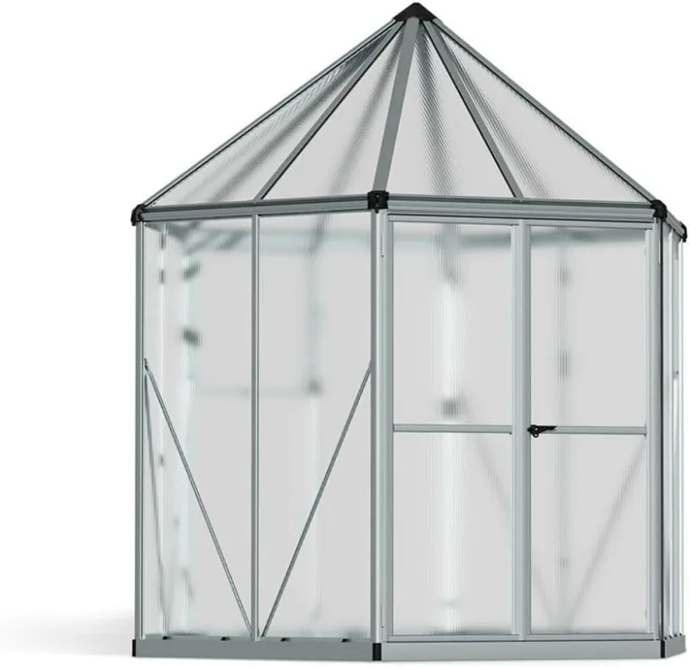 Palram Canopia Gewächshaus Hexa Aluminium Orangerie mit Fundament Stahlrahmen Polycarbonat Doppelstegplatten UV-beständig wetterfest für Garten – Bild 1