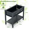 COSTWAY Hochbeet mit Ablage, erhöhtes Blumenbeet HIPS-Holz, Pflanzkübel mit Drainagelöchern, Pflanzkasten Kräuterbeet Pflanztrog Gartenbeet, Anzuchtbeet Balkon Garten Balkon, 86 x 45 x 73 cm, Schwarz - Thumbnail 3