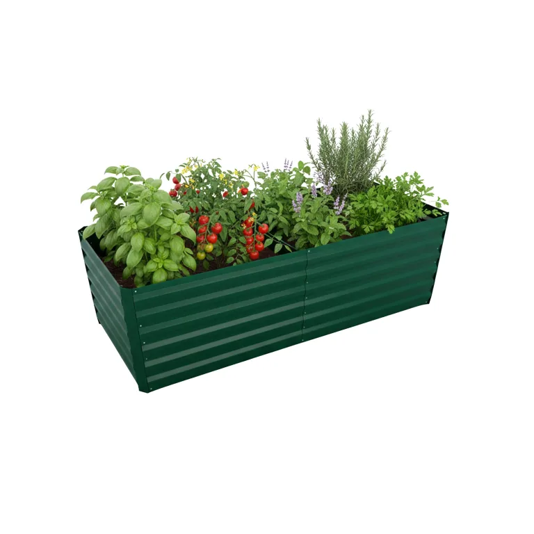 Relaxdays Hochbeet, verzinktes Metall, Blumen, Pflanzen & Gemüse, HBT: 60x200x100 cm, eckiges Pflanzenbeet, Silber – Bild 10