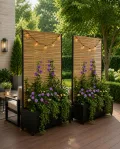 Hochbeet mit Sichtschutz, Metall Pflanzkasten mit Rankgitter und Rollen, freistehender Pflanzkübel 33cm tief, wetterfest für Blumen und Kletterpflanzen - Ideal für Garten, Balkon und Terrasse - Thumbnail 9
