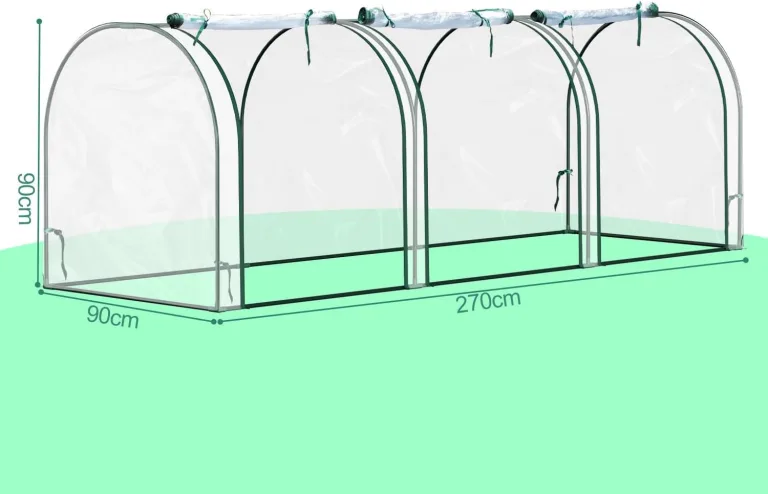 UV-beständig Winterfest Foliengewächshaus mit Aufrollbar Seitenwände ,Stahlrahmen Gewächshaus 270x90x90cm,Tomatenhaus für Gemüse Pflanzen Transparent – Bild 10
