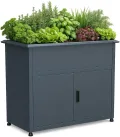 Green Spirit Hochbeet mit Unterschrank, Galvanisierter Stahl, Grau, 107x57x85 cm, mit Drainagesystem und Schneckenkante - Thumbnail 2