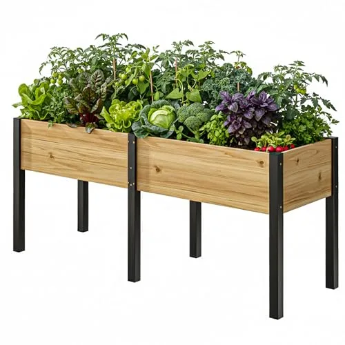 Hochbeet aus Holz - 180x60x80cm Großes Erhöhtes - Modern & Extrem Stabil Pflanzkasten & Blumenkasten - Pflanzbeet Kräuterbeet Blumenbeet für Garten Balkon Terrasse – Bild 8