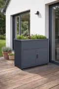Plats Outdoor Solution® Hochbeet mit Unterschrank aus Metall, Grau, 107x57x85cm, mit Drainagesystem und Schneckenkante, anthrazit, pulverbeschichtet - Thumbnail 3