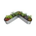 Relaxdays Hochbeet, L-Form, verzinktes Metall, HxBxT: 43 x 203 x 203 cm, Gartenbeet für Gemüse, Kräuter, Blumen, Silber - Thumbnail 1