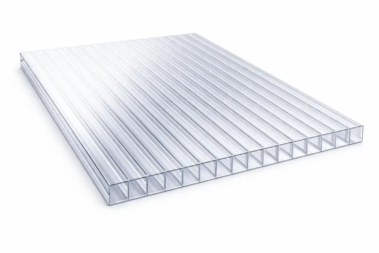 Polycarbonat Doppelstegplatte 4 mm klar, Zuschnitt 1500 x 1050 mm (L x B), Breite 1050 mm fix, UV-Schutz einseitig – Gewächshausplatten, Überdachung, Pergola, Carport | Macrolux Makrolon – Bild 1