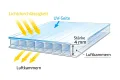 Polycarbonat Doppelstegplatte 4 mm klar, Zuschnitt 2000 x 1050 mm (L x B), Breite 1050 mm fix, UV-Schutz einseitig – Gewächshausplatten, Überdachung, Pergola, Carport | Macrolux Makrolon - Thumbnail 4