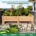 SUNYRISY Dual Hochbeet Holz für Balkon und Garten, 180x60x80cm Pflanzkasten Blumenkasten Kräuterbeet Tannenholz Pflanzbeet Blumenbeet Hochbeet-Kit für Garten Balkon Terrasse, Holzfarbe - Thumbnail 5