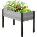 SUNYRISY Dual Hochbeet Holz für Balkon und Garten, 180x60x80cm Pflanzkasten Blumenkasten Kräuterbeet Tannenholz Pflanzbeet Blumenbeet Hochbeet-Kit für Garten Balkon Terrasse, Holzfarbe - Thumbnail 9