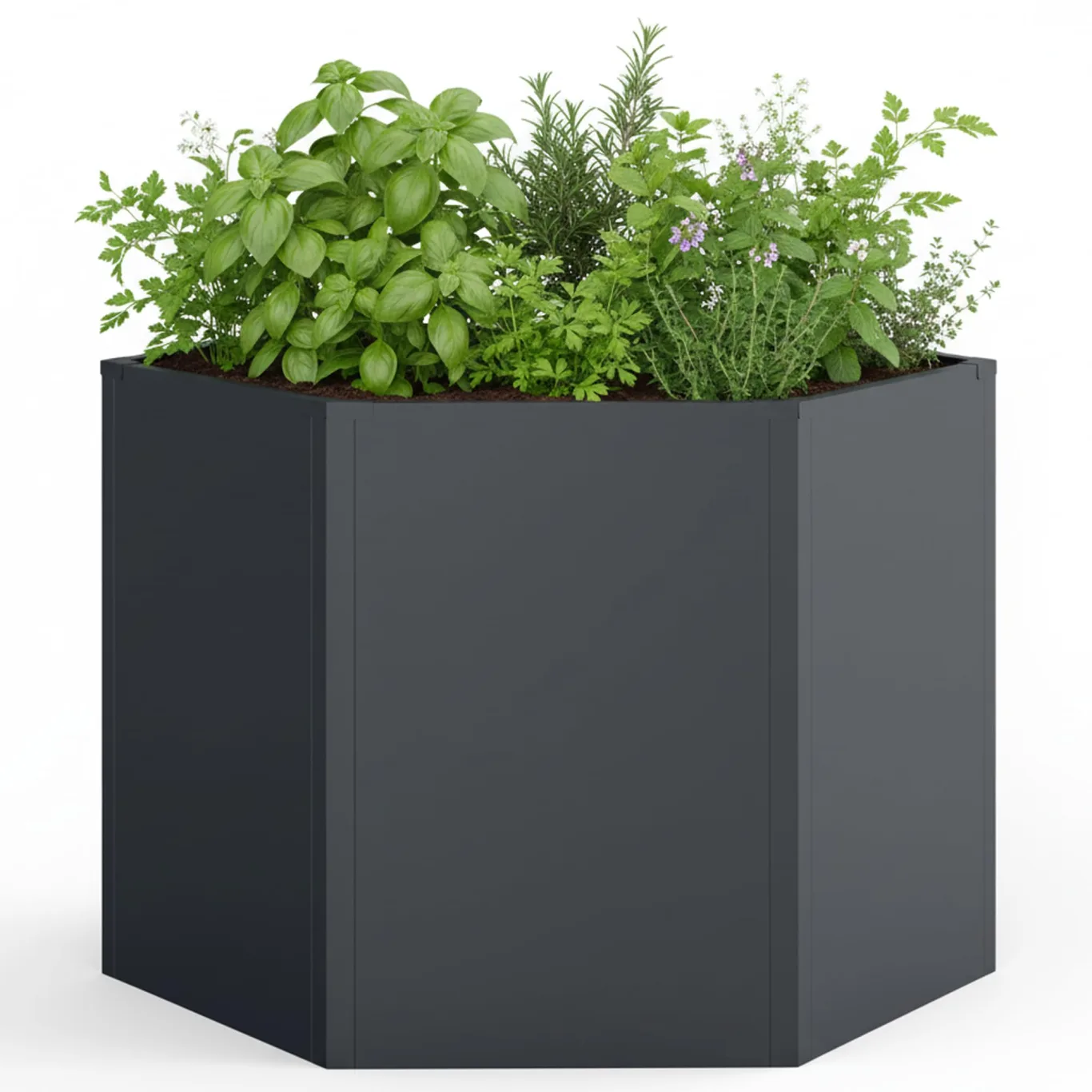 Hochbeet Hexagon Pflanzbeet | Kräuter- und Gemüsebeet Metall verzinkt | 500 Liter Volumen 99,5 x 99,5 x 77 cm (B x T x H) Anthrazit sechseckig - Bild 1