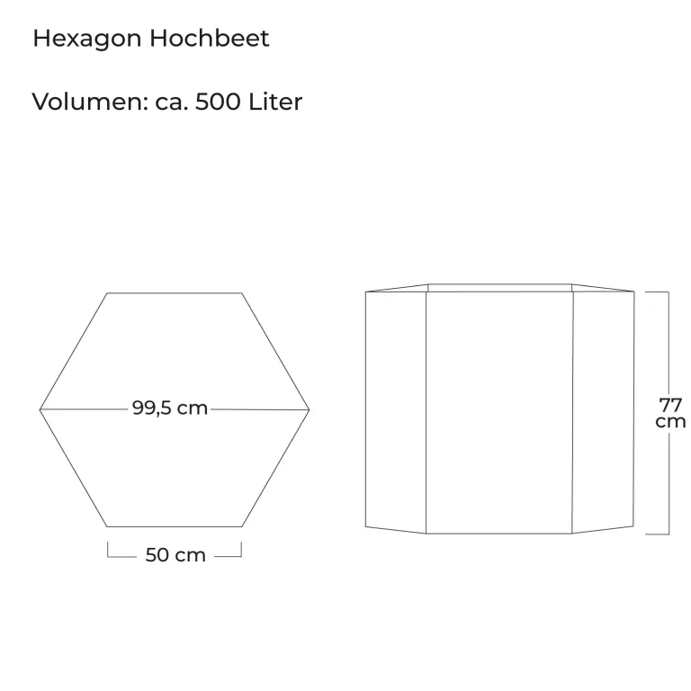 Hochbeet Hexagon Pflanzbeet | Kräuter- und Gemüsebeet Metall verzinkt | 500 Liter Volumen 99,5 x 99,5 x 77 cm (B x T x H) Anthrazit sechseckig – Bild 3