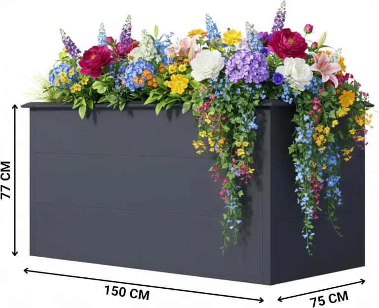 Hochbeet Metall Anthrazit 150x75x77cm - Premium Hochbeet aus pulverbeschichtetem Stahlblech für Garten & Balkon, Schneckenschutz, wetterfest, ideal für Kräuterbeet, Frühbeet & Blumenkasten – Bild 3