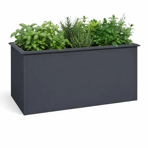 Hochbeet Pflanzbeet | Kräuter- und Gemüsebeet Metall verzinkt | 850 Liter Volumen 150 x 75 x 77 cm (B x T x H) Anthrazit rechteckig – Bild 10