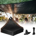 Sonnenschutztuch, UV-Schutz, für Pflanzen, Gewächshaus, Terrasse, Tomaten, Hühnerstall, Scheune, strapazierfähig, wetterfest, 2,4 x 2,7 m, Schwarz - Thumbnail 1