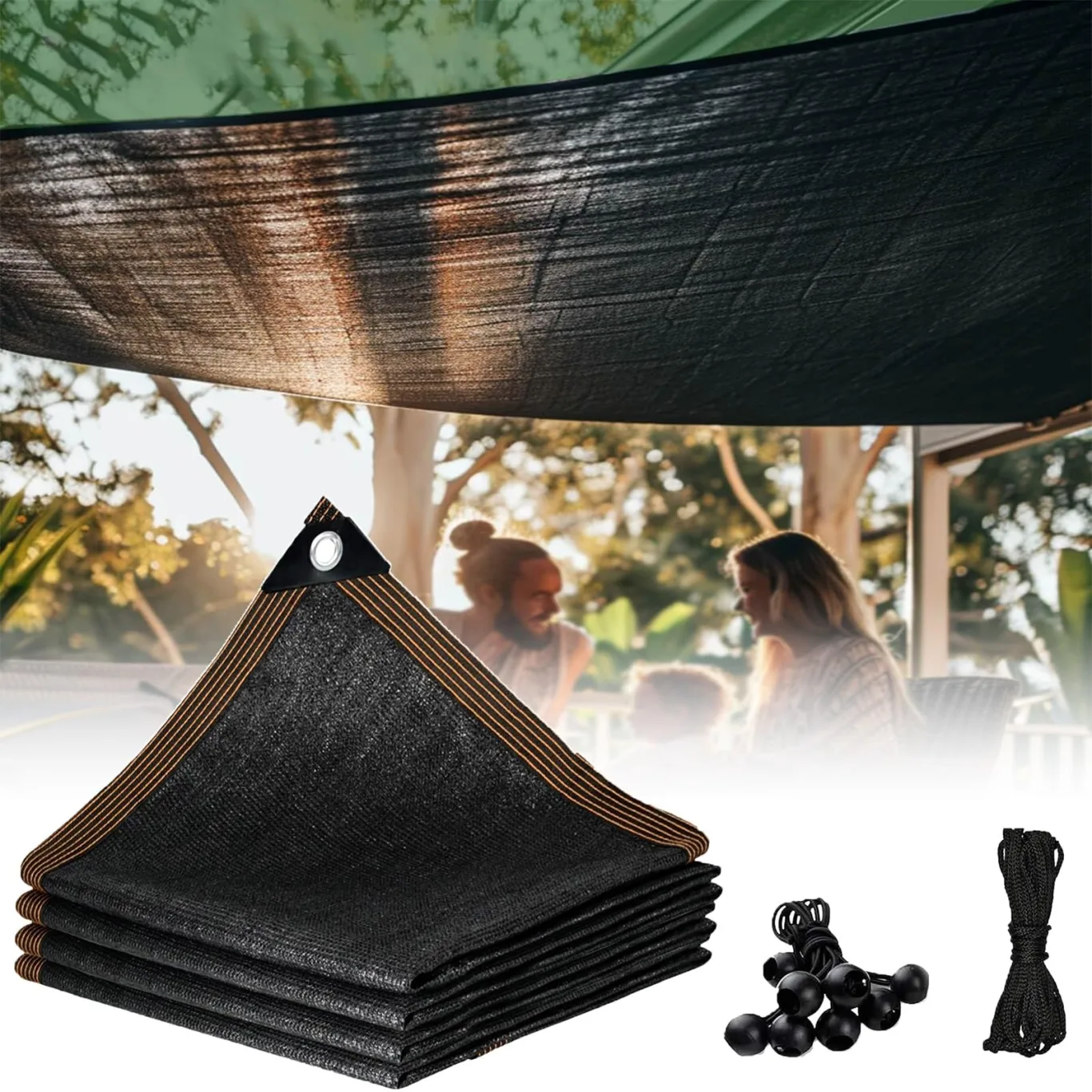 Sonnenschutztuch mit UV-Schutz, 3 x 6 m, Schwarz, für Pflanzen, Gewächshaus, Terrasse, Hühnerstall, Scheune, Zwinger, wetterfeste Abdeckung - Bild 1