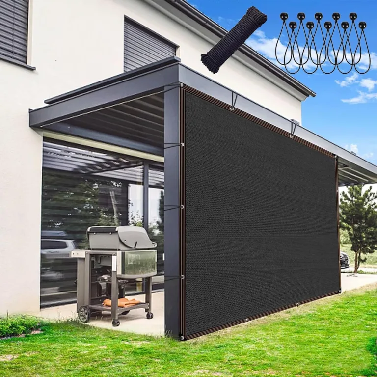 Schwarzes Schattentuch, 90 % UV-Schutz, Netzplane mit Ösen, Sonnenschutz, für Gartenpflanzen, Gewächshaus, Scheunen, Terrassen und Tomaten, 4,8 x 7,6 m – Bild 1