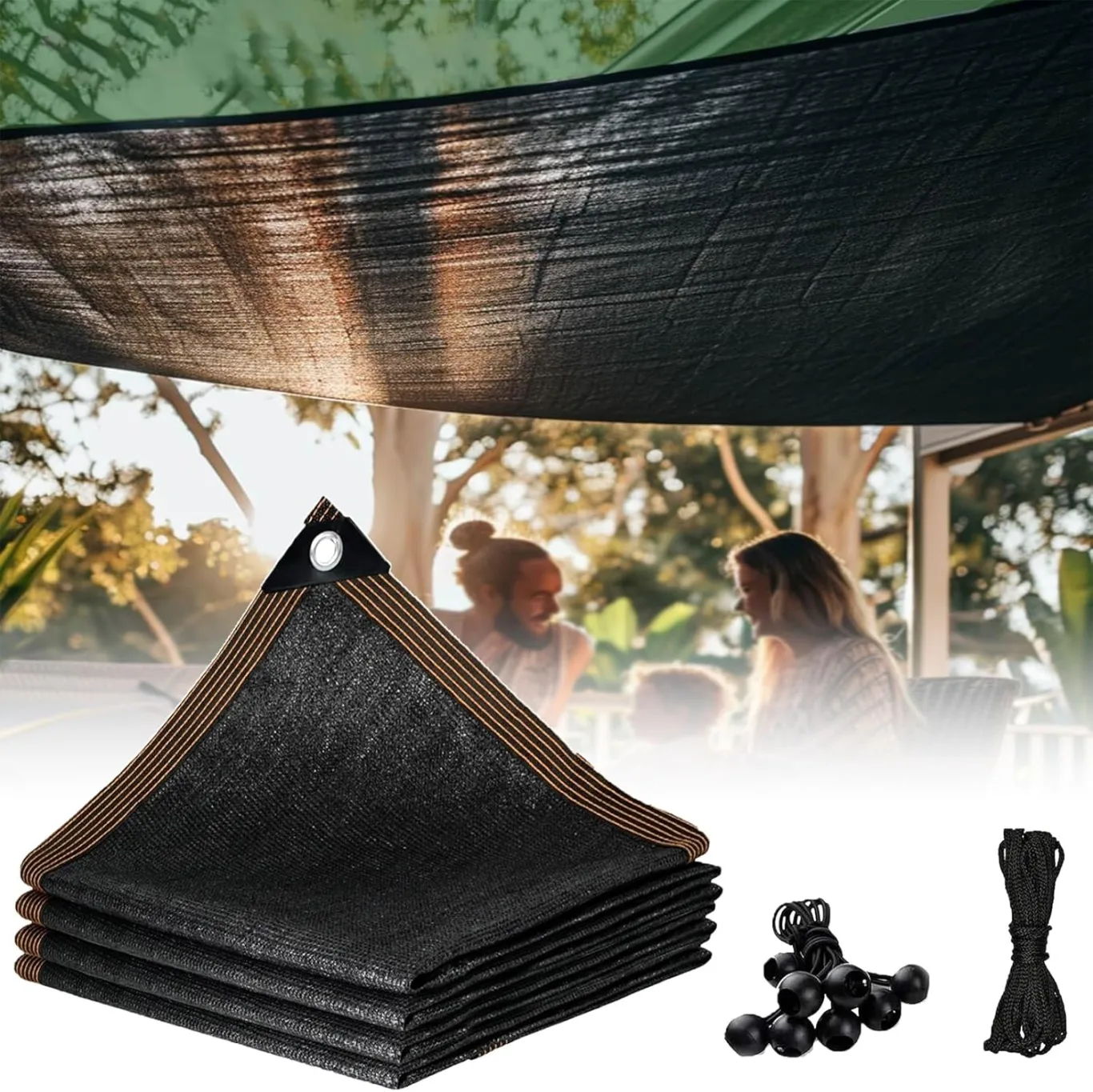 Gewächshaus-Schattenstoff für den Außenbereich, UV-Schutz, Netzplane für Pflanzen, Garten, Schattenstoff, perfekt für Sonnenschutz und Wärmereduktion, 6,8 x 7,1 m, Schwarz - Bild 1