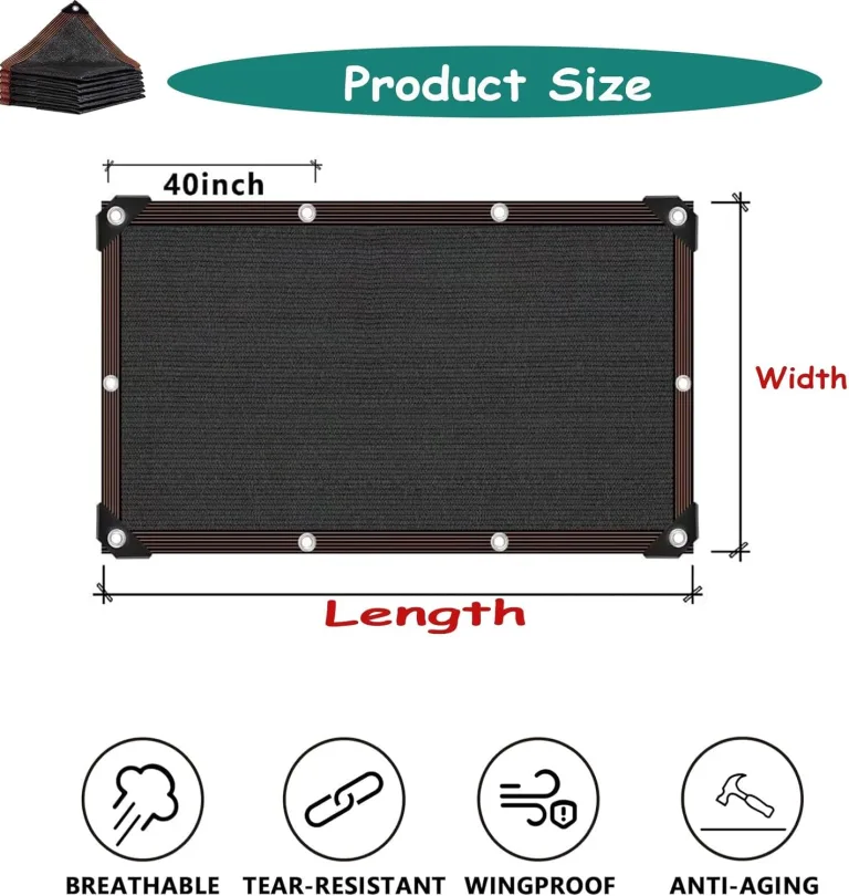Gewächshaus-Schattenstoff für den Außenbereich, UV-Schutz, Netzplane für Pflanzen, Garten, Schattenstoff, perfekt für Sonnenschutz und Wärmereduktion, 6,8 x 7,1 m, Schwarz – Bild 3