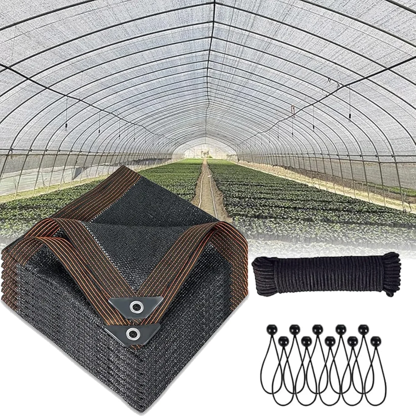 Hochwertige schwarze Gartenabdeckung, 2,8 x 7,6 m, UV-beständiges Netzgewebe mit verstärkten Ösen für ultimativen Sonnenschutz in Gewächshäusern, Blumenbeeten und Pflanzenpflege. - Bild 1