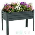 SUNYRISY Hochbeet Metall für Balkon und Garten, 116x60x80cm Verzinkter Stahl Pflanzkasten Blumenkasten Kräuterbeet Pflanzbeet Blumenbeet Hochbeet-Kit für Garten Balkon Terrasse, Schwarz - Thumbnail 8