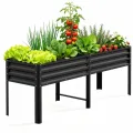 SUNYRISY Hochbeet Metall für Balkon und Garten, 116x60x80cm Verzinkter Stahl Pflanzkasten Blumenkasten Kräuterbeet Pflanzbeet Blumenbeet Hochbeet-Kit für Garten Balkon Terrasse, Schwarz - Thumbnail 9