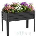 SUNYRISY Hochbeet Metall für Balkon und Garten, 116x60x80cm Verzinkter Stahl Pflanzkasten Blumenkasten Kräuterbeet Pflanzbeet Blumenbeet Hochbeet-Kit für Garten Balkon Terrasse, Schwarz - Thumbnail 10