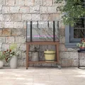 Outsunny Hochbeet mit transparenter Plane, Mini-Gewächshaus, 2 Rollen und 1 untere Ablage für Gemüse, Blumen, Gemüse, Gemüse, Maße: 80 x 40 x 120 cm (L x B x H) - Thumbnail 8